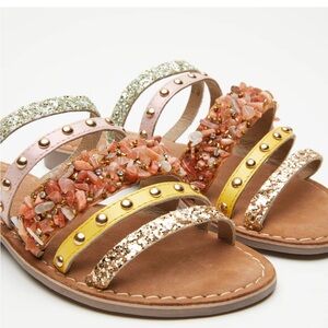 Azure leather mineral sandals